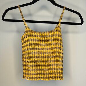 Hollister Yellow and Black Scrunchie Tank Top